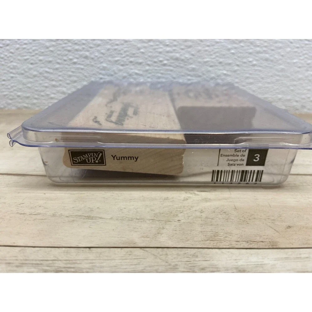 Stampin Up Yummy Set Of 3 Wood Mounted Rubber Stamps - Picture 3 of 3